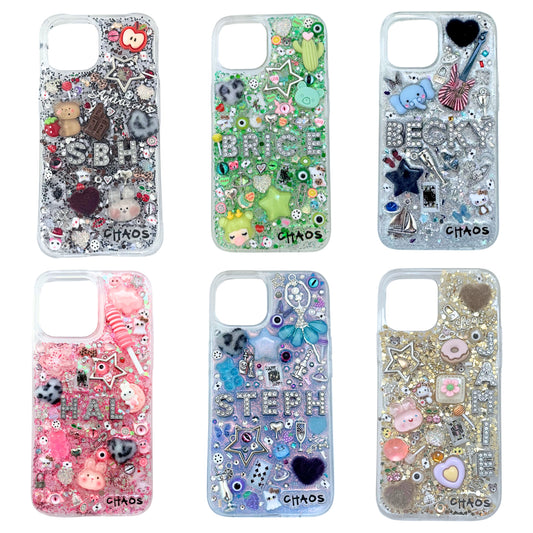 Chaos Cases custom phone case with 3D charms, clear protective cover